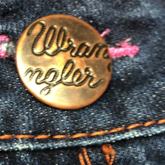 LIKE NEW WRANGLER PREMIUM PATCH BOOTCUT JEANS 4/27x34 😎 - Picture 13 of 13